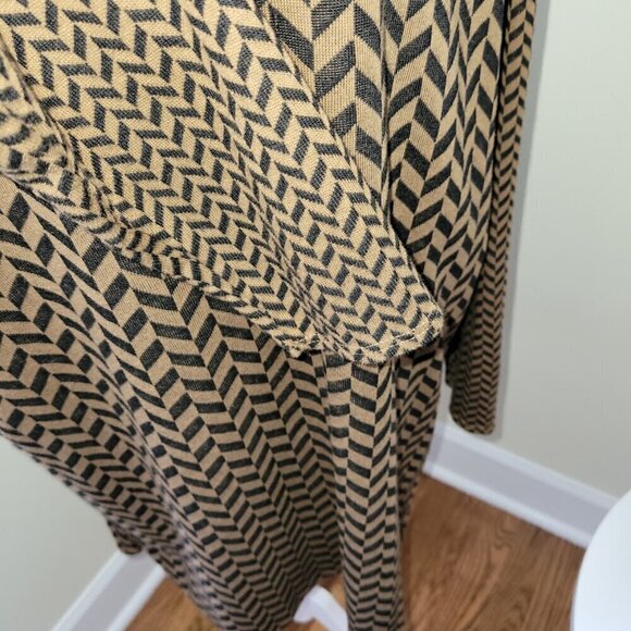 Topshop Chevron Print Knit Sweater Black & Brown Lightweight Tunic Women Size 6 - Picture 9 of 13